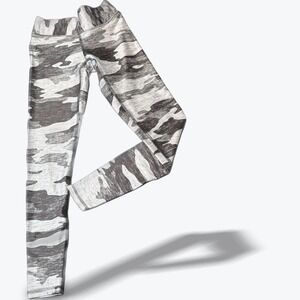 Terez Performance Leggings Compression Wide Waistband Gray Camo Activewear XS
